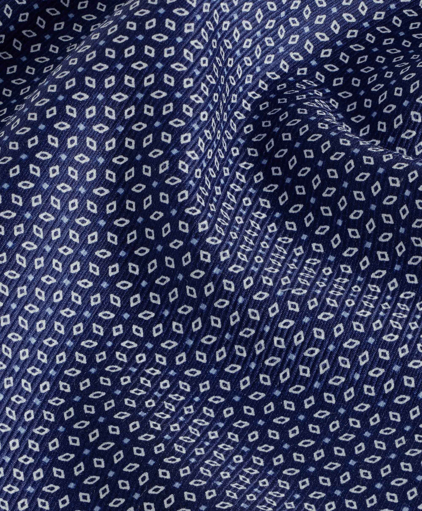 CBSM07600412 | Navy Twill Geometric Print Shirt - David Donahue