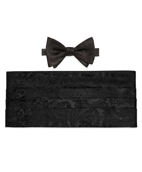 CH07587002 | Black Paisley Self-Tie Bow Tie & Cummerbund Set