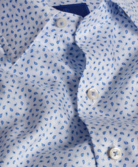 CHBD08205135 | White & Blue Tossed Pine Print Shirt