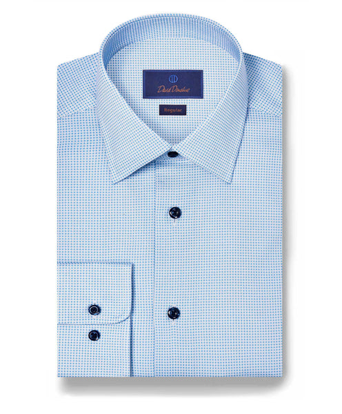 RBSP11045423 | Blue Micro Print Dress Shirt