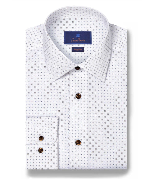 RBSP11215102 | White & Chocolate Neat Print Dress Shirt