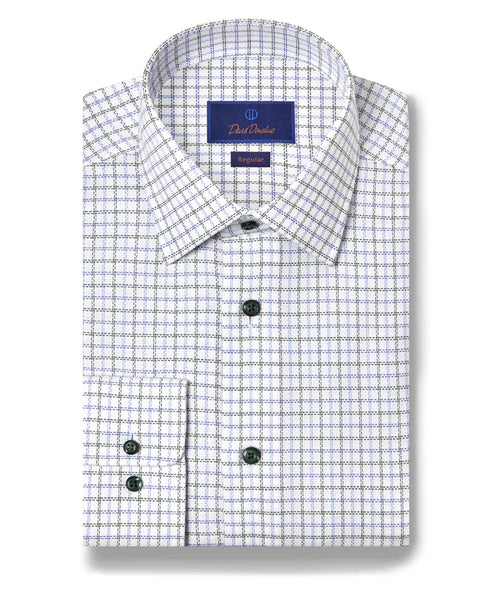 RBSP11808448 | Blue & Green Textured Check Dress Shirt