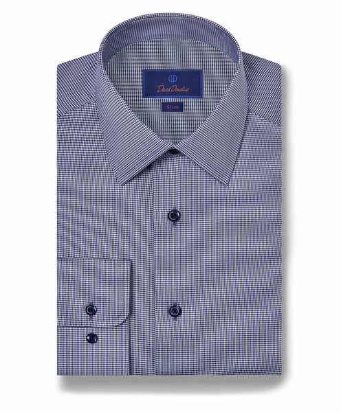 SBSP11013412 | Navy Houndstooth Stretch Dress Shirt
