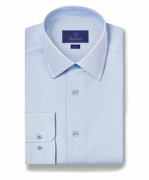 SBSP11020135 | White & Blue Neat Print Dress Shirt
