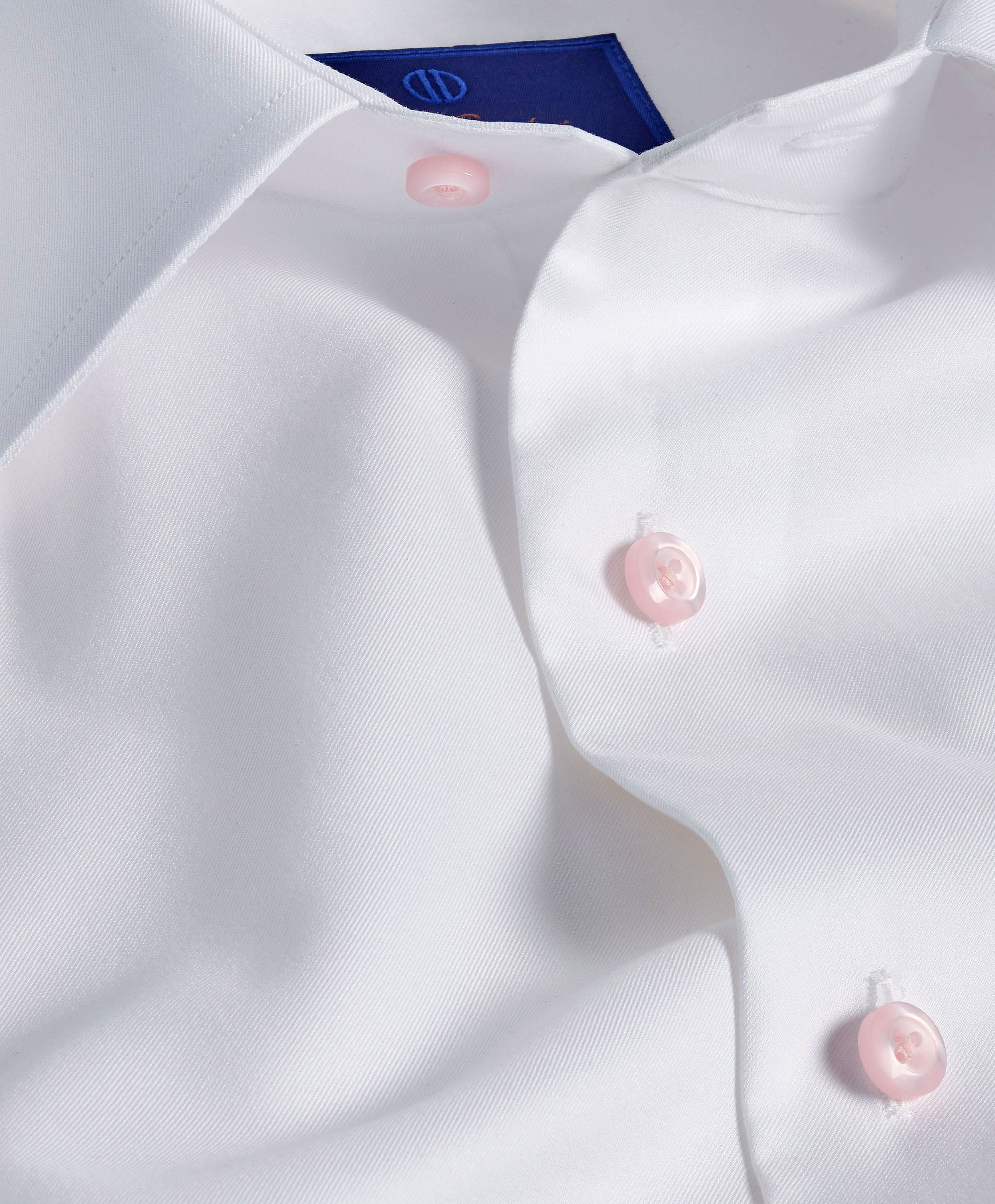 David Donahue Super Fine Regular Fit Twill Dress Shirt - White/Pink David Donahue Super Fine Regular Fit Twill Dress Shirt - White/Pink