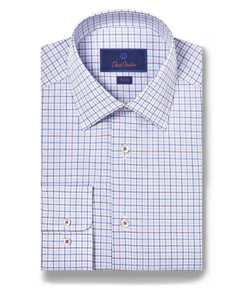 TBSP08805479 | Blue & Lilac Poplin Check Dress Shirt