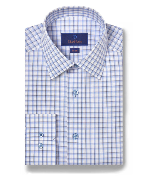 TBSP08812135 | White & Blue Open Check Dress Shirt