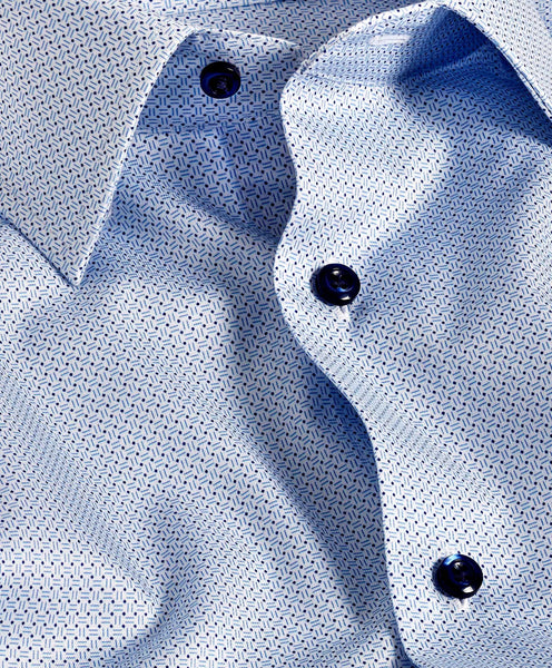 TBSP11010135 | White & Blue Micro Print Dress Shirt
