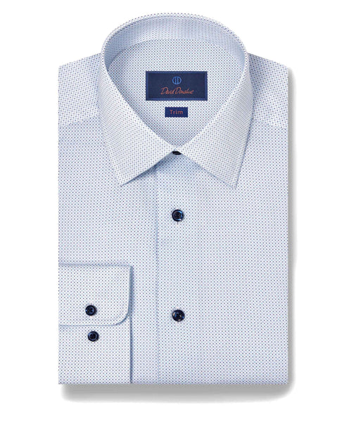 TBSP11010135 | White & Blue Micro Print Dress Shirt