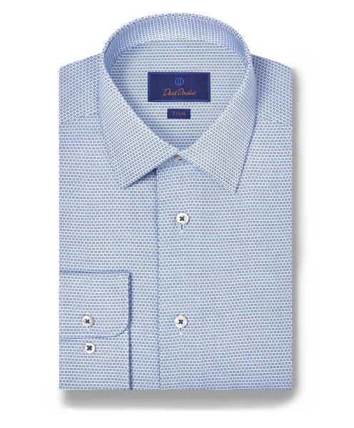 TBSP11040423 | Blue Textured Micro Twill Dress Shirt