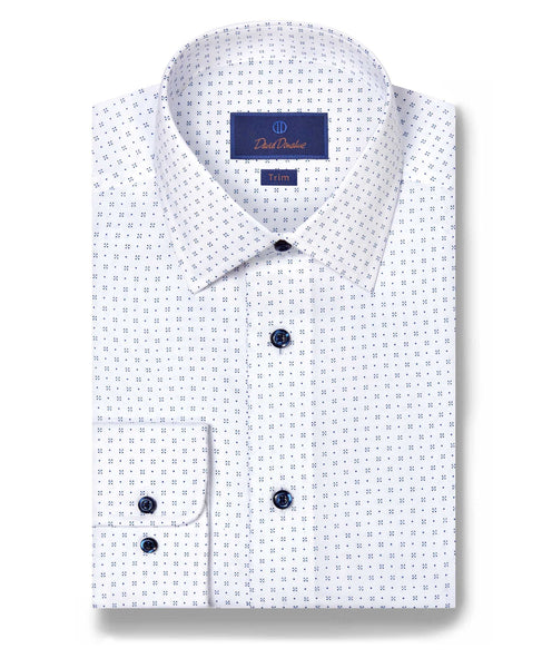 TBSP11215135 | White & Blue Neat Print Dress Shirt