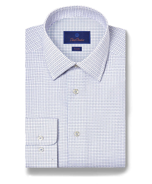 TBSP11801135 | White & Blue Shadow Check Dress Shirt