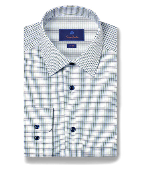 TBSP11802448 | Blue & Green Textured Dobby Dress Shirt