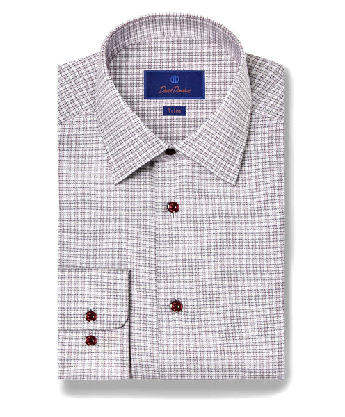 TBSP11803026 | Gray & Berry Textured Check Dress Shirt