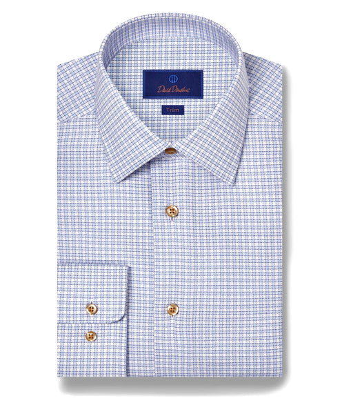 TBSP11803421 | Sky & Chocolate Textured Check Dress Shirt