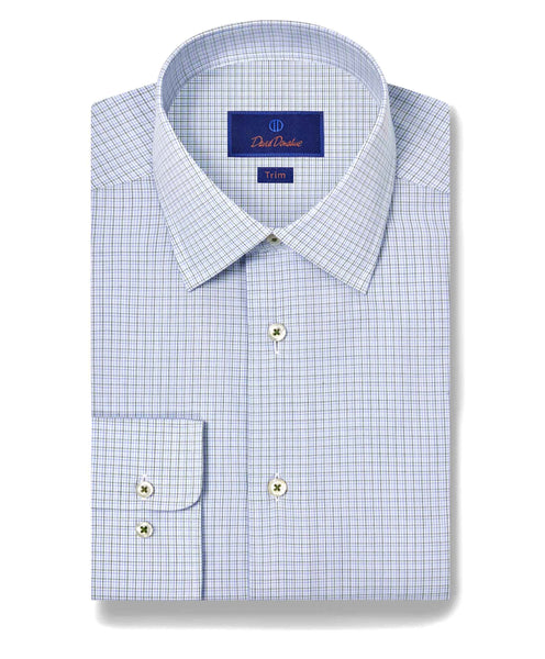 TBSP11805448 | Blue & Green Poplin Check Dress Shirt
