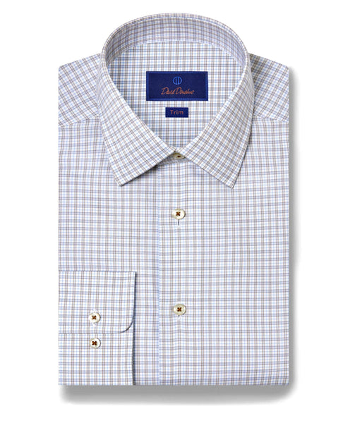 TBSP11806421 | Sky & Chocolate Twill Check Dress Shirt