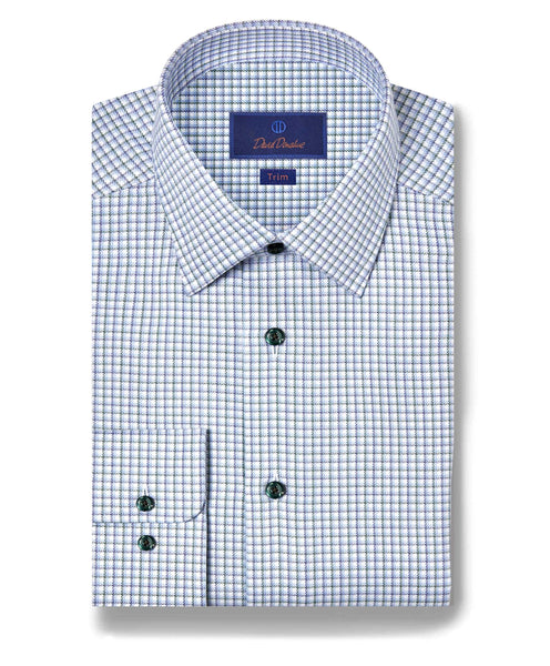 TBSP11807448 | Blue & Green Herringbone Check Dress Shirt