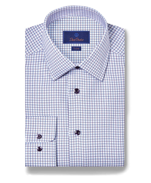 TBSP11807485 | Blue & Purple Herringbone Check Dress Shirt