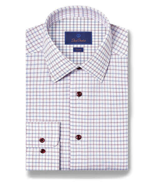TBSP11808464 | Blue & Berry Textured Check Dress Shirt