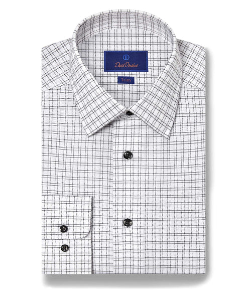 TBSP11809115 | White & Black Dobby Check Dress Shirt