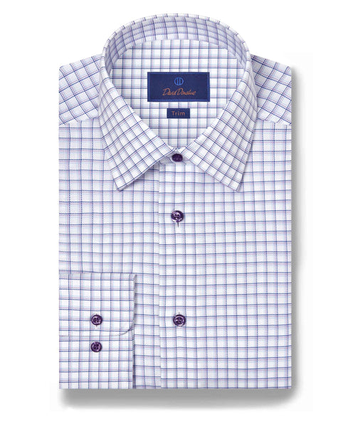 TBSP11810133 | White & Lilac Dobby Check Dress Shirt