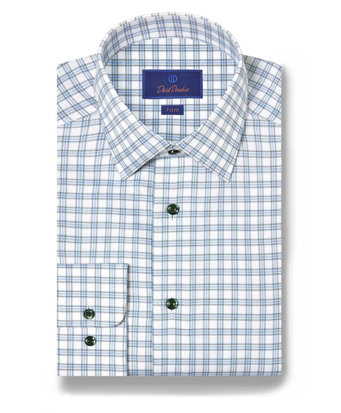 TBSP11811448 | Blue & Green Herringbone Check Dress Shirt