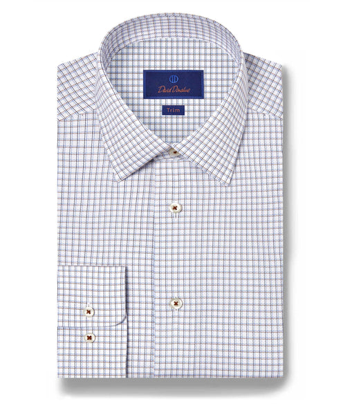 TBSP11819102 | White & Chocolate Dobby Check Dress Shirt