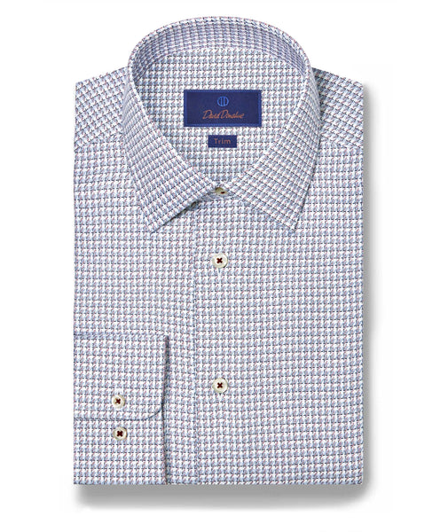 TBSP11870457 | Blue & Merlot Jaspe Check Dress Shirt