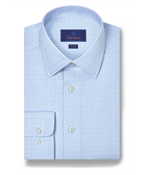 TBSP11872454 | White & Blue Windowpane Check Dress Shirt
