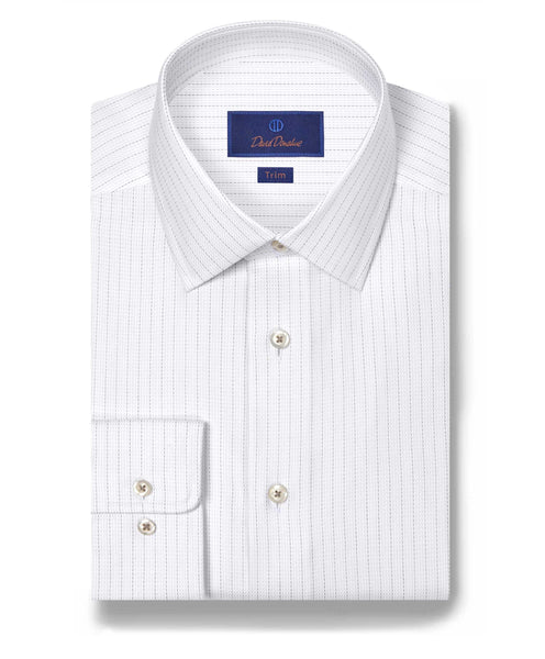 TBSP11955101 | White & Charcoal Dobby Stripe Dress Shirt