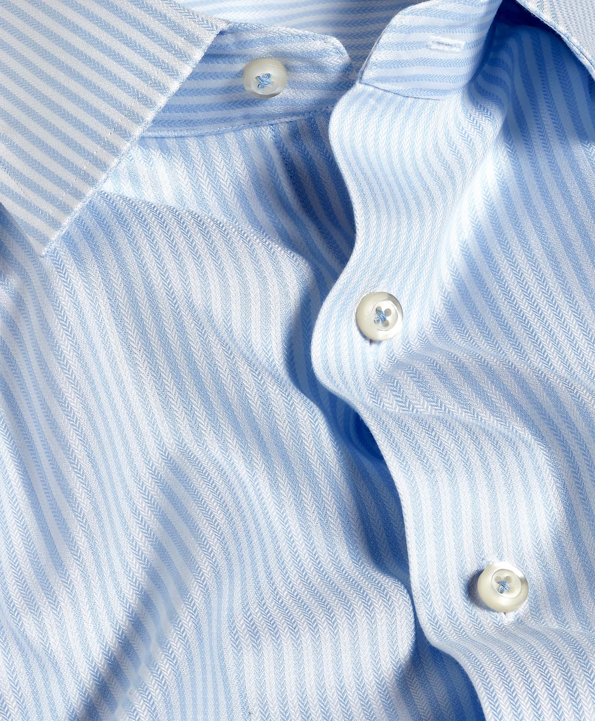 TBSP12952136 | White & Sky Stripe Silk Blend Dress Shirt David Donahue TBSP12952136 | White & Sky Stripe Silk Blend Dress Shirt David Donahue