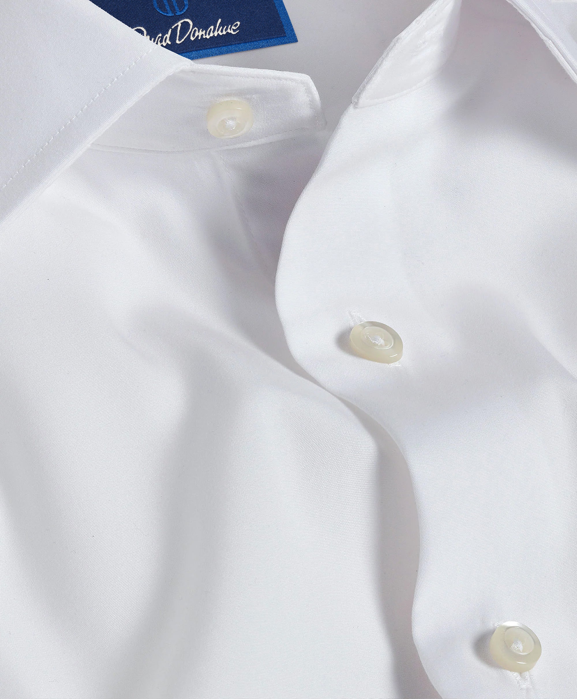 David Donahue Men's Trim Fit White Broadcloth French Cuff Dress Shirt
