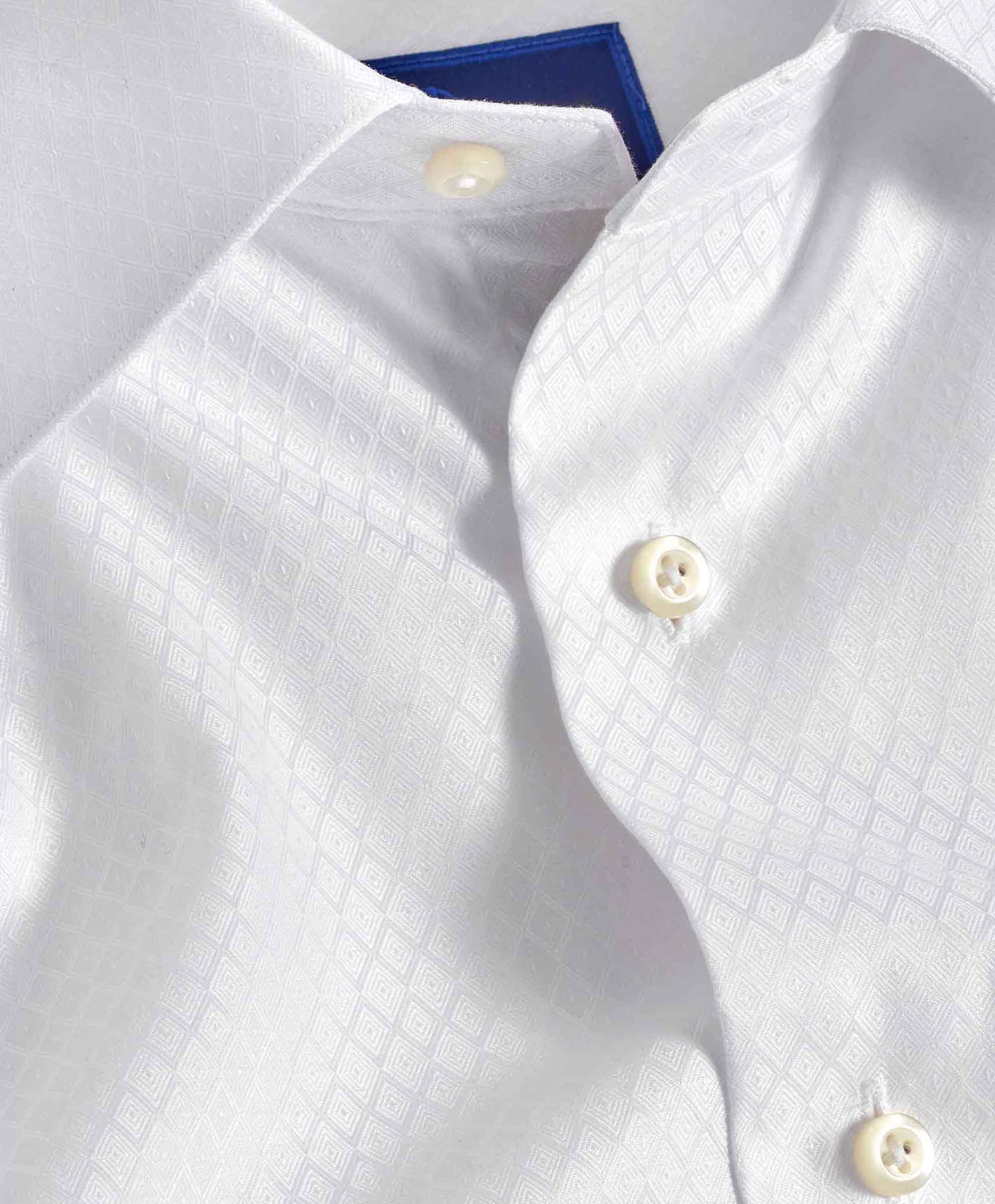 TFSS09034110 | White Diamond Textured Formal Shirt David Donahue TFSS09034110 | White Diamond Textured Formal Shirt David Donahue