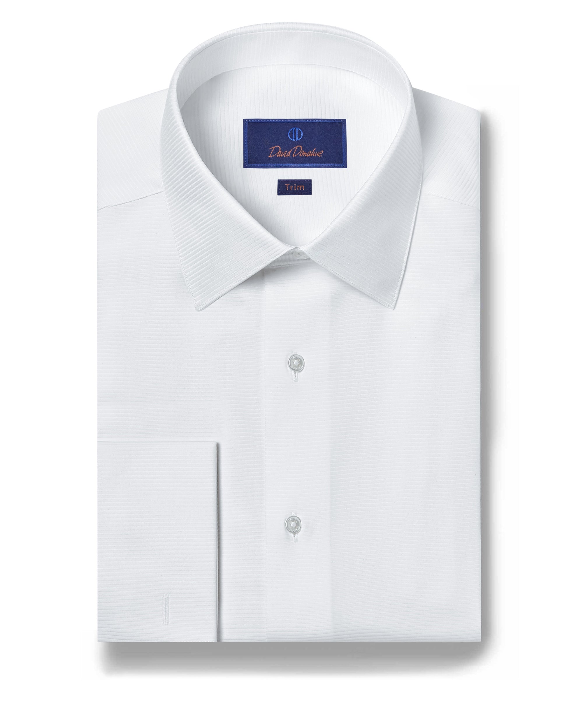 David Donahue Trim Fit Horizontal Rib Formal Shirt - White - 14.5 32/33 David Donahue Trim Fit Horizontal Rib Formal Shirt - White - 14.5 32/33
