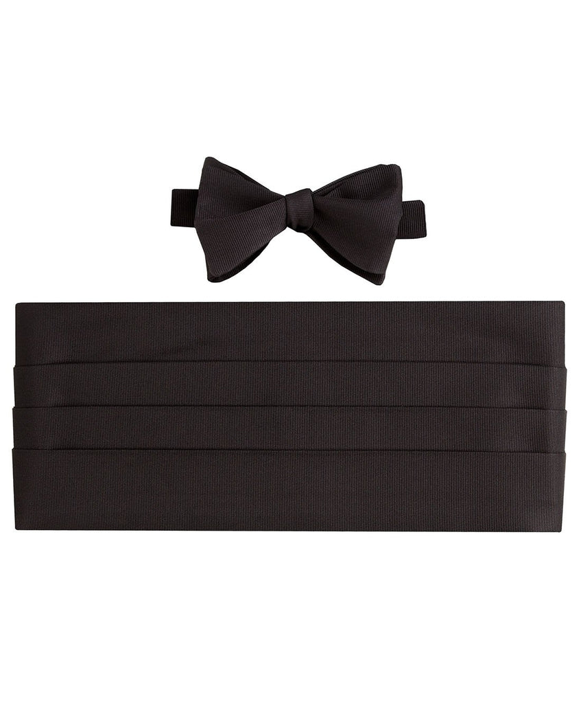 CH110001 Black Faille Selftie Bow Tie & Cummerbund Set David Donahue