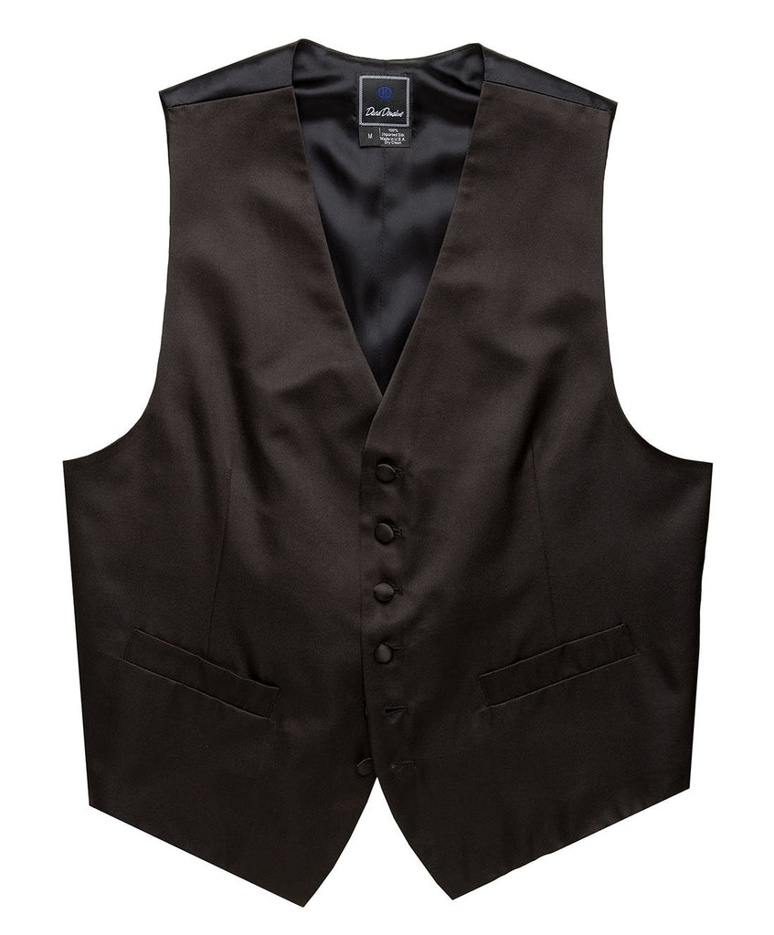 VT100001  Black Satin Formal Vest - David Donahue