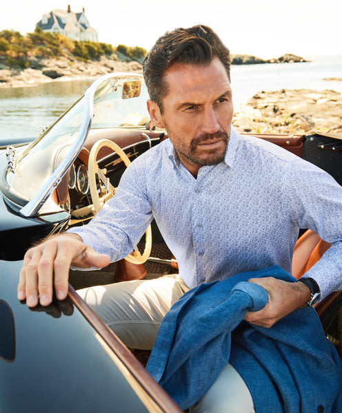 CHBD10500136 | White & Sky Paisley Print Sport Shirt