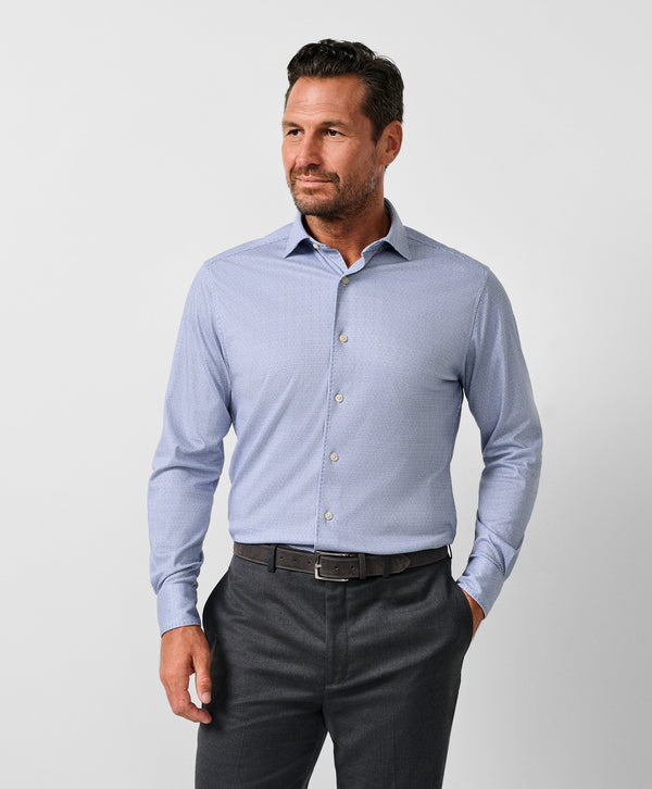CMSK13829407 | Navy & White Check Knit Sport Shirt