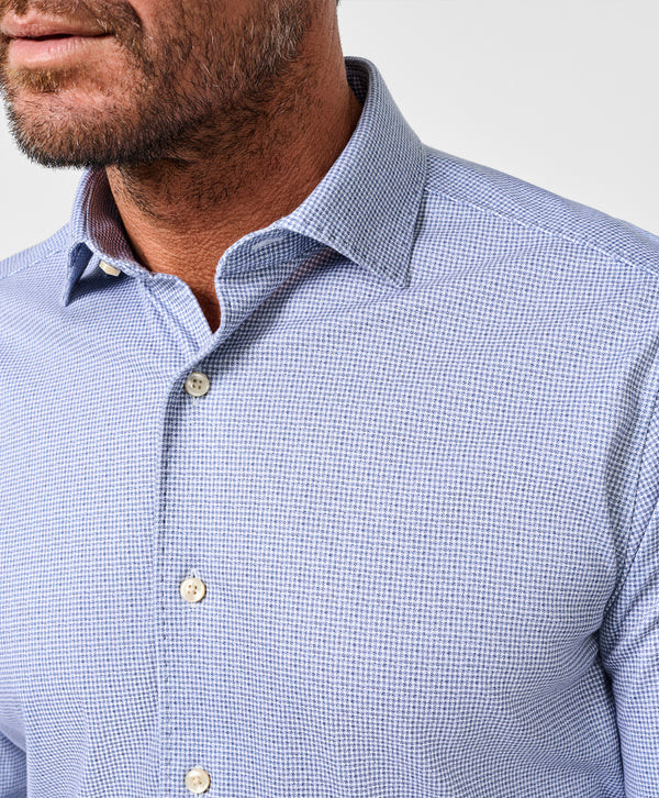 CMSK13829407 | Navy & White Check Knit Sport Shirt