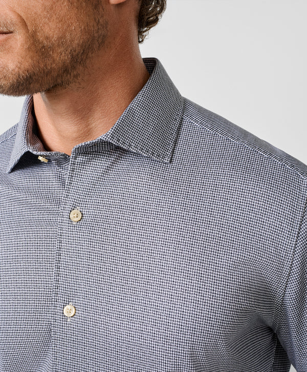 CMSK13829016 | Charcoal & White Check Knit Sport Shirt