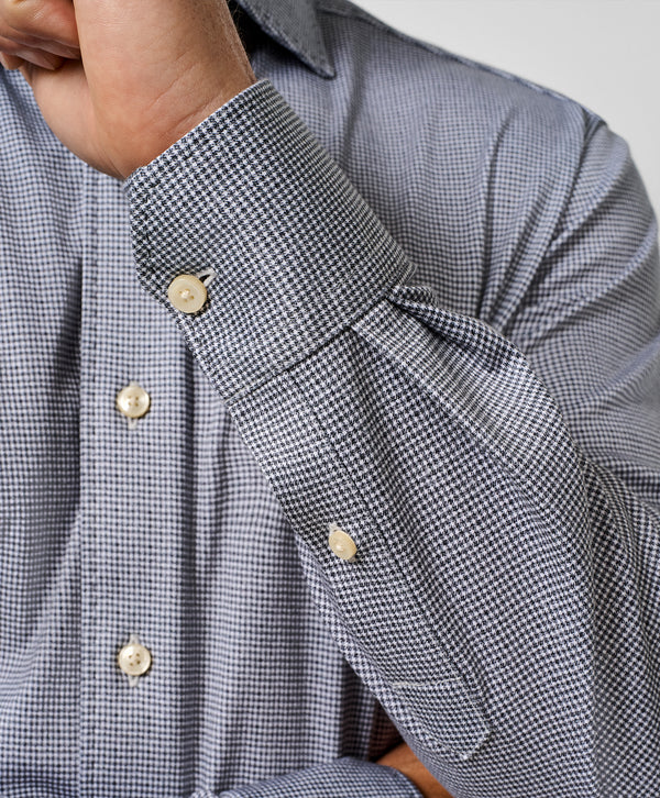 CMSK13829016 | Charcoal & White Check Knit Sport Shirt