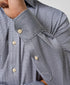 CMSK13829016 | Charcoal & White Check Knit Sport Shirt