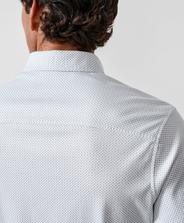 CMSK13214135 | White & Blue Neat Knit Sport Shirt