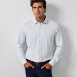 CMSK13214135 | White & Blue Neat Knit Sport Shirt