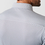 CMSK13609102 | White & Chocolate Geometric Knit Sport Shirt