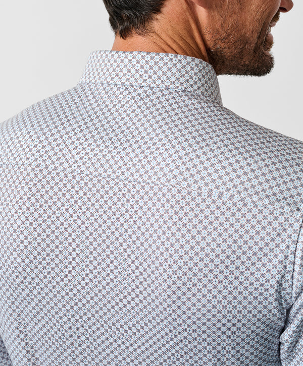 CMSK13609102 | White & Chocolate Geometric Knit Sport Shirt