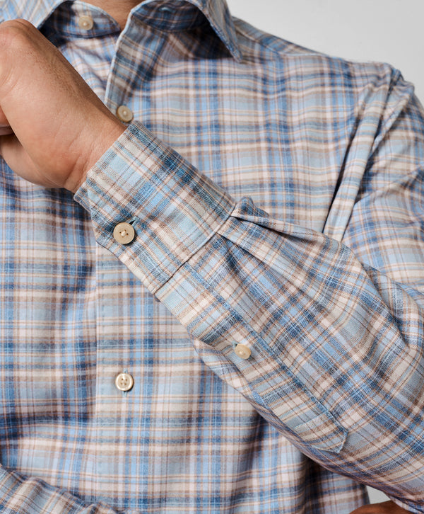 CMSK13830296 | Dune & Blue Plaid Knit Sport Shirt