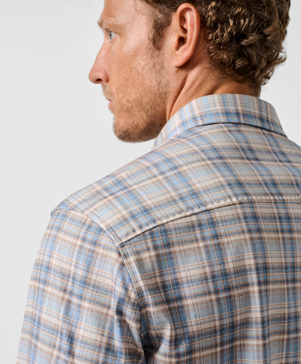 CMSK13830296 | Dune & Blue Plaid Knit Sport Shirt