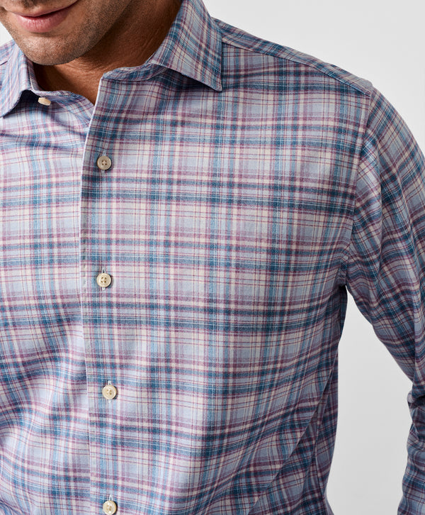 CMSK13830621 | Merlot & Blue Plaid Knit Sport Shirt